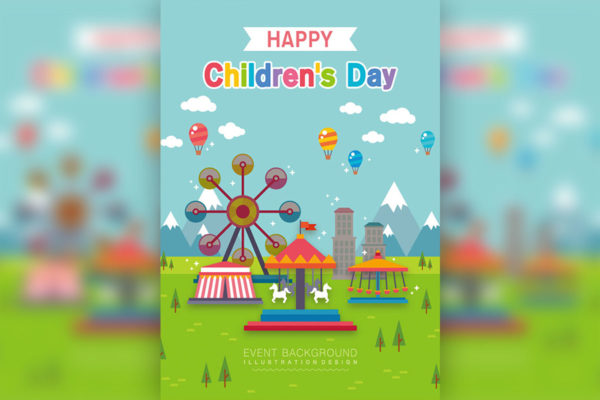 快乐儿童节活动卡通游乐场插画素材精选