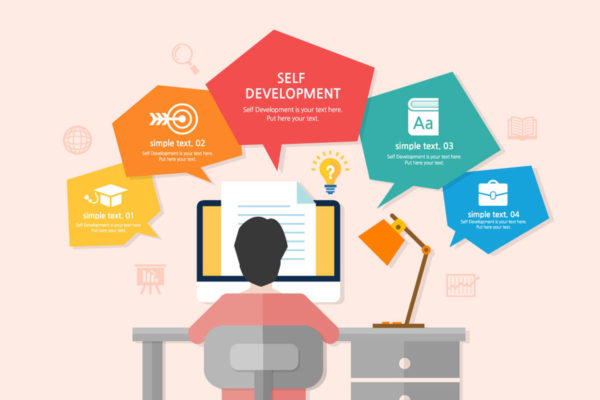 自我发展学习办公工作场景插画素材精选