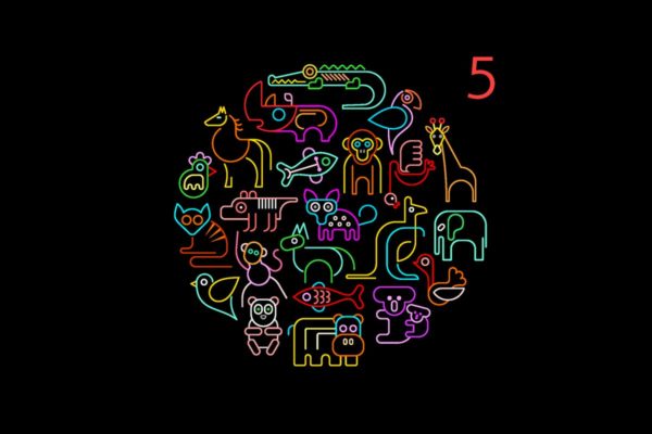 5个动物园动物圆形矢量插画素材精选 5 Zoo Animals Round vector illustrations