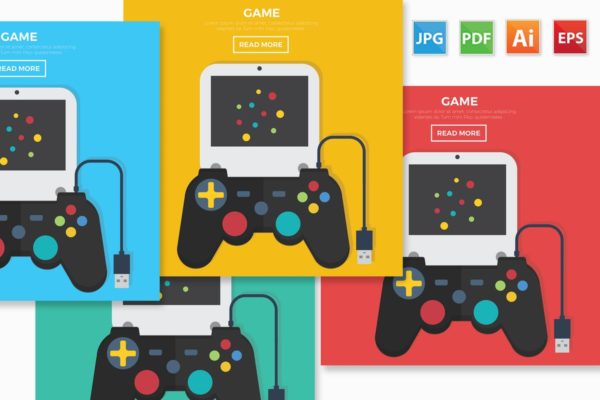 单机游戏手柄矢量插画素材精选 Game design