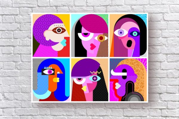 抽象女性形象矢量插画素材精选 Six Faces / Six Portraits layered vector artwork