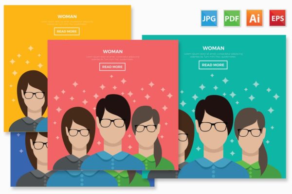 女性形象卡通矢量插画设计素材精选 Woman design