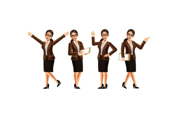 企业秘书卡通矢量插画设计素材精选 Secretary Character Set Graphics Vector Illustrati