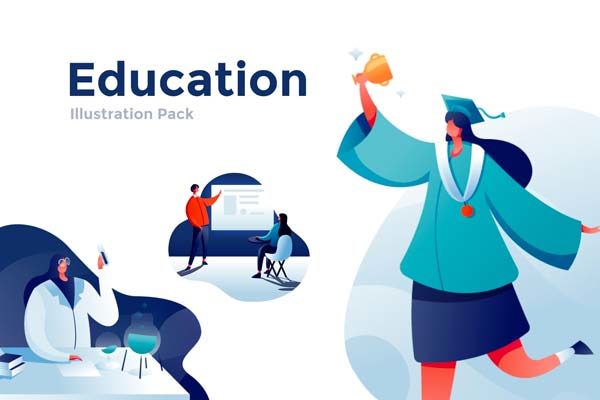 第一素材精选下午茶：有创意的教育主题插画矢量素材精选文件[Ai]