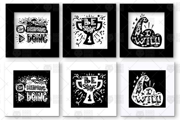 激励勉励手绘引语插画素材精选集 Motivational Hand Drawn Quotes Set