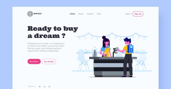 网站着陆页设计购物支付场景插画模板 Shopping Landing Page Illustration