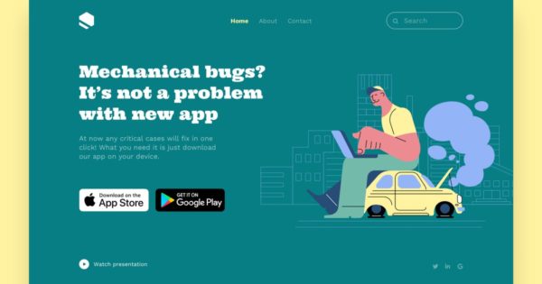 网站着陆页设计汽车维修服务矢量插画素材精选 Car Fixing Landing Page Illustrations