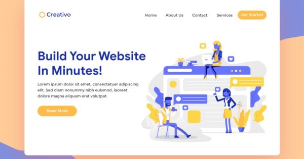 网站着陆页设计网站开发场景插画素材精选 Website Builder Hosting Landing Page Illustration
