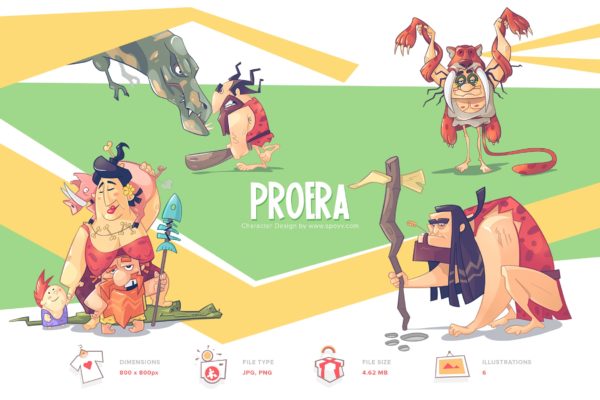 疯狂原始人卡通形象手绘矢量插画素材精选 Pro Era