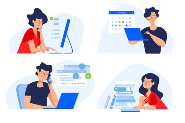 电脑信息技术学习校园学习场景矢量插画素材精选 Education illustrations