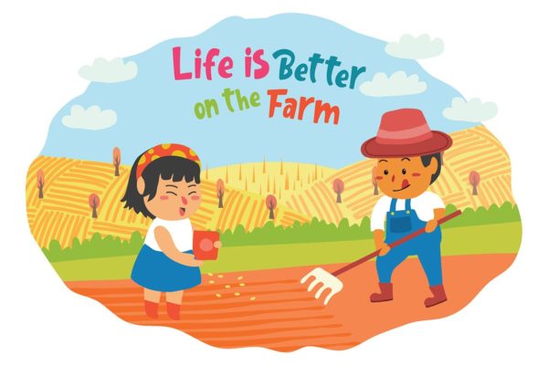 卡通风格农场元素矢量插画素材精选 Farmers – Vector Illustration