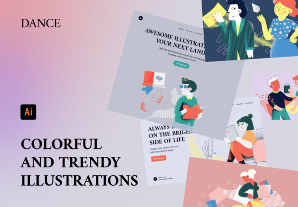 第一素材精选下午茶：有创意的舞蹈跳舞主题插画素材精选文件[Sketch,Ai,XD]