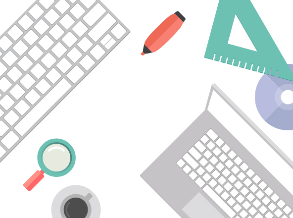 扁平设计风格办公桌场景矢量插画 Flat Office Desk