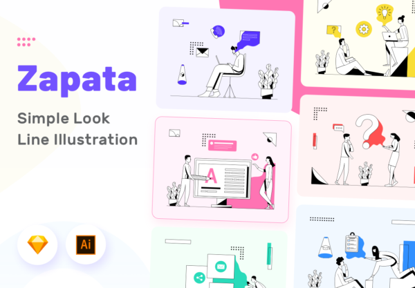 蚂蚁素材精选下午茶：简单的表现互联网概念的插画矢量素材精选文件