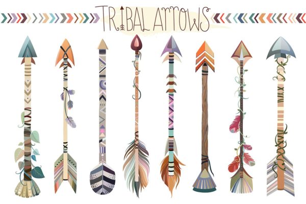 原始部落独特箭头矢量png，jpg素材精选集  Tribal Arrows Vector PNG, & JPG Set