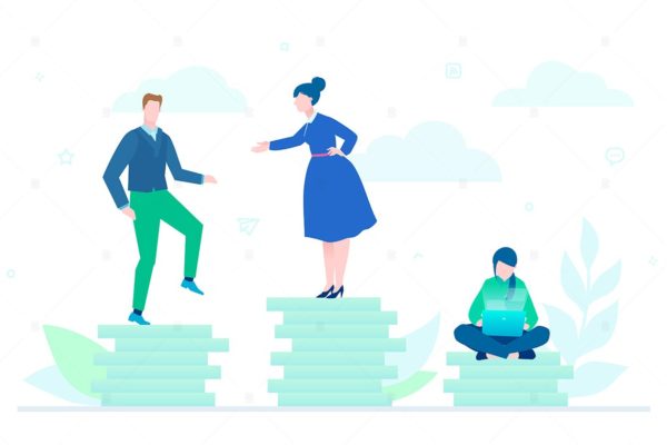 团队合作主题扁平设计风格矢量插画 Teamwork – flat design style colorful illustration