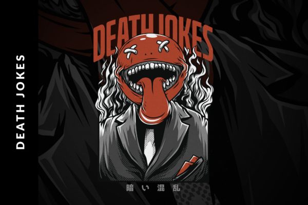 死亡笑话T恤手绘印花插画设计素材精选 Death Jokes T-Shirt Design