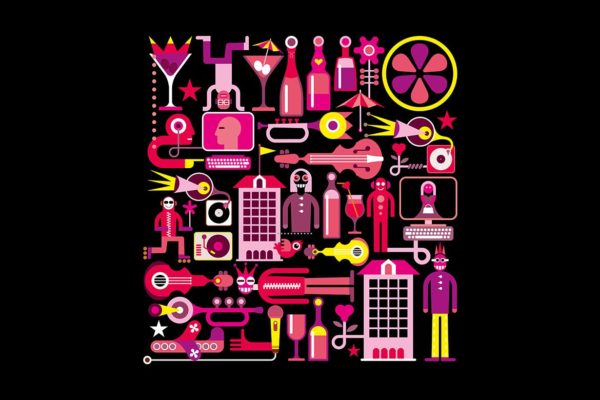 音乐夏夜矢量艺术插画设计素材精选 Music Summer Night vector artwork