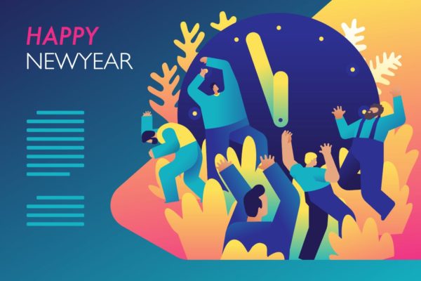 新年晚会倒计时矢量插画素材精选v2 New Year party countdown