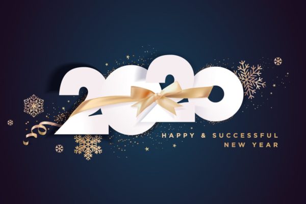 圣诞节庆祝暨迎接2020年主题矢量插画设计素材精选v3 Business Happy New Year 2020 greeting card