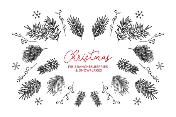 13种冬季元素涂鸦线条绘画图形素材精选 13 Winter Elements – Doodle Line Icons