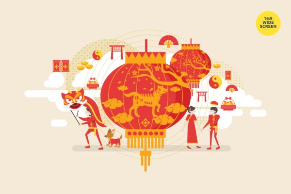 中国新年矢量概念插画素材精选 Chinese New Year Vector Illustration Concept