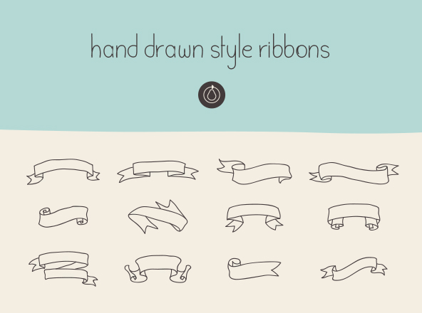 人工手绘丝带矢量图形设计素材精选 Hand Drawn Ribbons – Vector