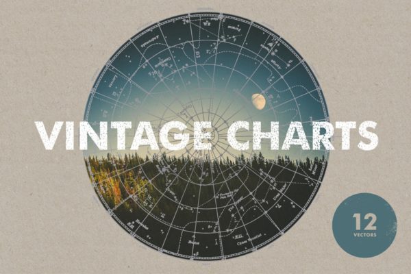 12款复古星座图航海图矢量素材精选 Vintage Charts