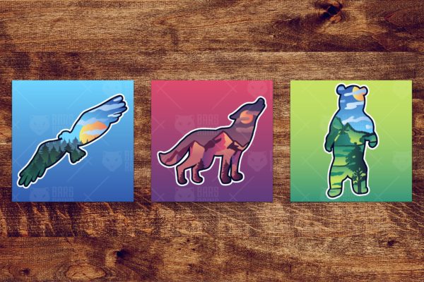 野生动物轮廓图形自然景观设计素材精选 Landscapes In Wild Animals