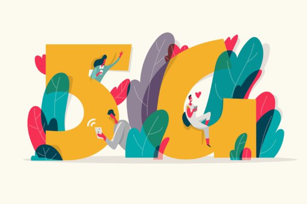 新一代网络技术5G科技主题矢量插画素材精选 5G connecting people