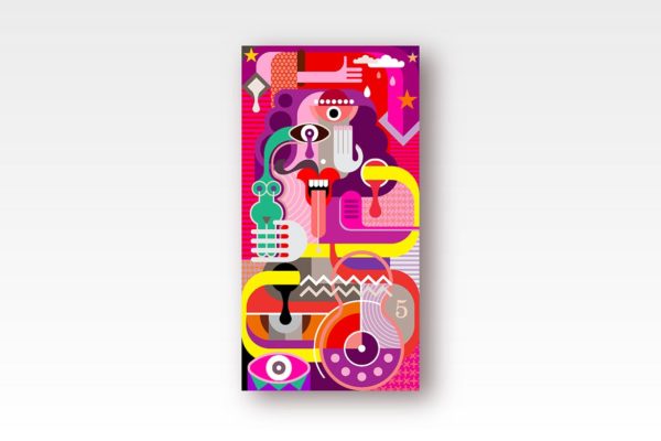 吐舌头的男人抽象手绘矢量插画 Portrait of a man with his tongue hanging out