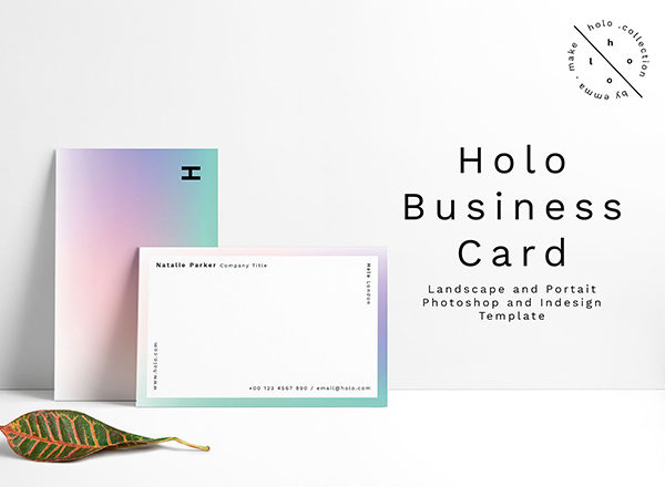 优雅时尚的高端全息渐变色彩名片设计模板精选
