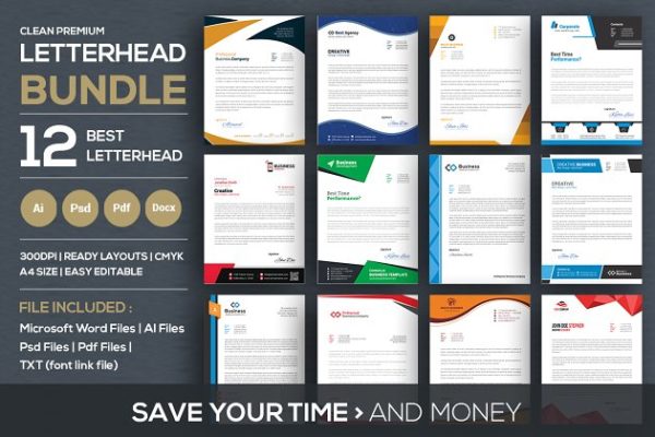 10款企业品牌信笺模板 Letterhead Bundle