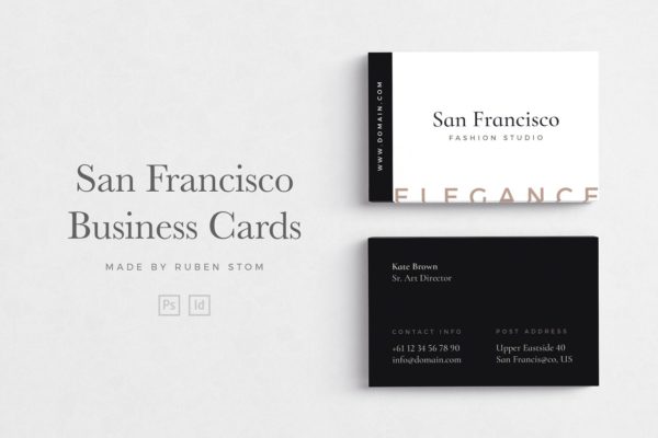 极简主义企业名片设计模板精选3 San Francisco Business Cards