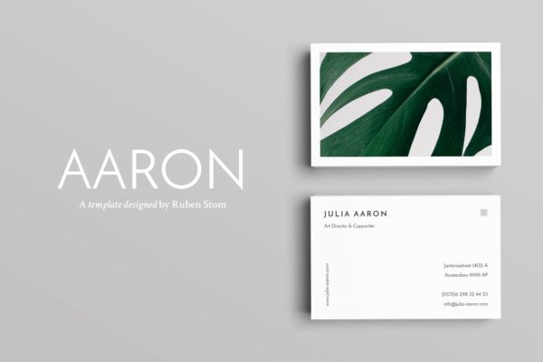 优雅简约风高端企业名片设计模板精选 Aaron Business Card Template