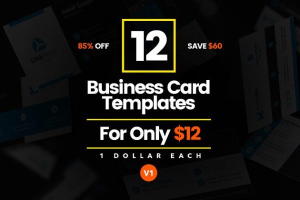 12款现代设计风格企业名片设计模板精选汇总 12 Modern Business Cards – Bundle v1