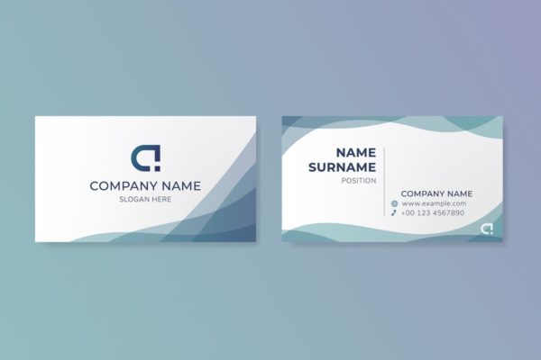 现代简约风设计蓝色企业名片设计模板精选 Modern Blue Business Card Template