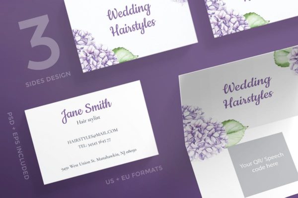 婚礼发型设计公司名片设计模板精选 Wedding Hairstyle Business Card Template