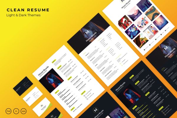 简约风简历&企业名片设计模板精选汇总下载 Simple Resume + Bussiness Card