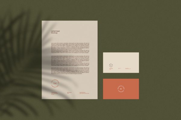 企业信纸信头/名片设计效果图样机v1 ADL – Stationery Mockup.v01