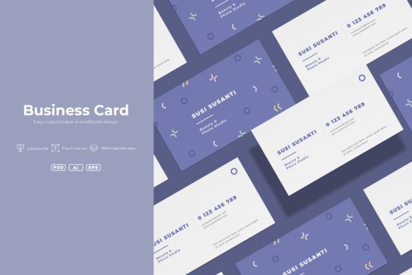 极简孟菲斯设计风格企业名片设计模板精选v1 ISC – Business Cards.v01