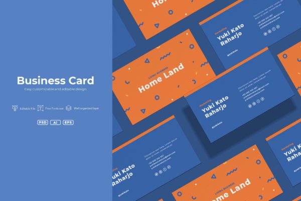 孟菲斯风格创意名片版式设计模板精选v3 ISC – Business Cards.v03