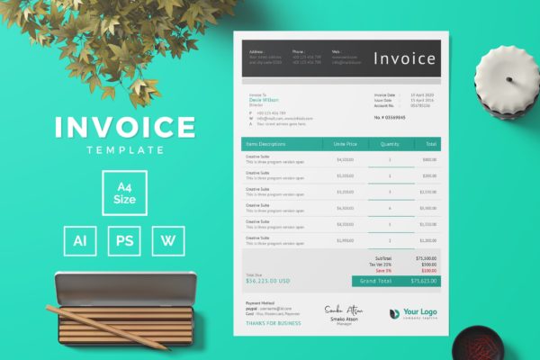 企业发票票据报价单设计模板精选v03 Invoice Template 03