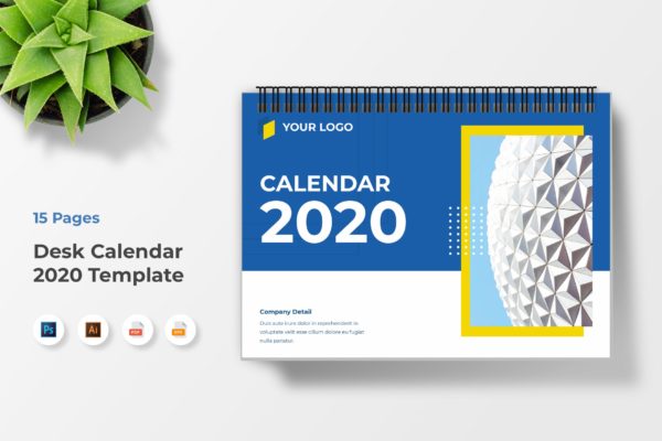 2020年建筑艺术活页日历表设计模板精选 Calendar 2020