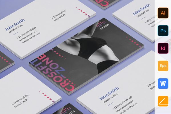 健身教练名片设计模板精选 Fitness Studio Business Card