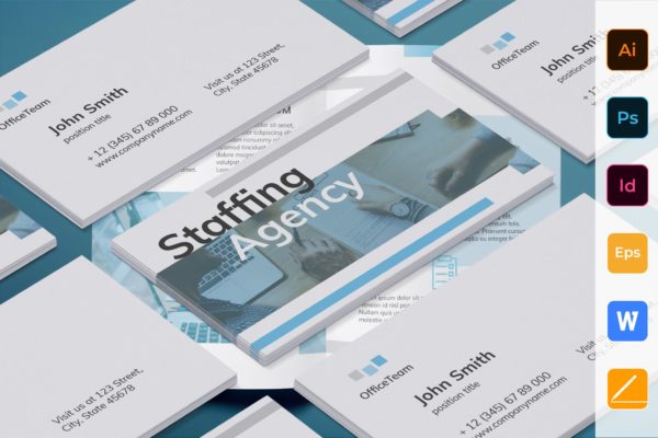 人力资源企业名片设计模板精选 Staffing Agency Business Card