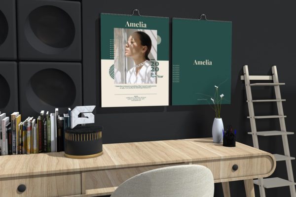 2020年时尚挂墙日历表设计模板精选 Amelia – Fashion Wall Calendar 2020