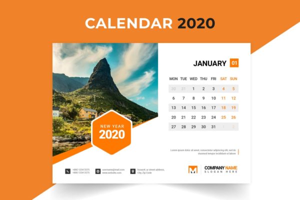2020年企业定制设计日历表设计模板精选 2020 Desk Calendar Design