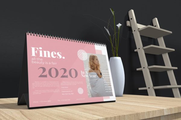 2020年时尚活页台历设计模板精选 Fines – Fashion Table Calendar 2020