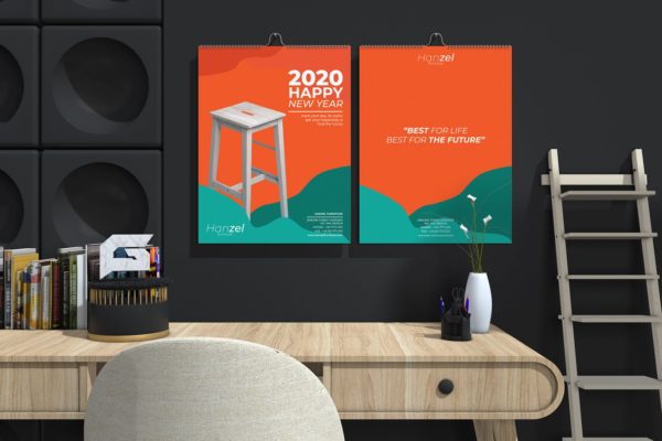 2020年家具设计公司定制挂墙活页日历设计模板精选 Hanzel – Furniture Wall Calendar 2020